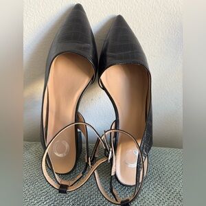 Elegant Black Women's Block Heel Pointed Toe Leather Shoes